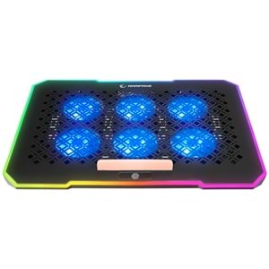 Rampage S48 FREEZ Siyah 10 Mode RGB 70*70*10MM*6 Adet Fan 9''-17'' Notebook Soğutucu Stand