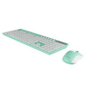 Everest KM-730 Yeşil/Beyaz Kablosuz Q Multimedia Klavye + Mouse Set