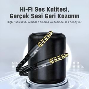 Bix BXAU3C Hi-Fi 3.5mm Erkek to Erkek Örgülü Aux Ses Kablosu 1 Metre
