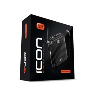 Powerway ICON 10.000 Mah Pd 22.5 W Hızlı Şarj Gerçek 10.000 Mah Garantili LED Fener Dijital Icon Powerbank