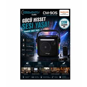 Ceremony Audio CM-905 5.25 Inç 120WATT Taşınabilir Bluetooth Hoparlör Tws Disco Light