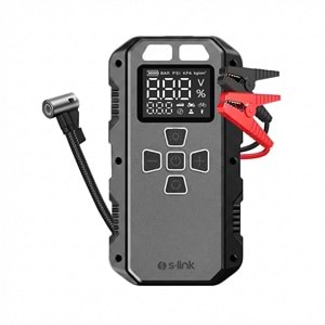 S-Link AKT2027 Koyu Gri 8000mAh 150 Psi 4 in1 Powerbank+ LED IşıkLastik Sisirme Ve Akü Takviye cihazı