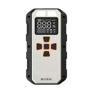 S-Link AKT2027 Gümüş 8000mAh 150 Psi 4 in1 Powerbank+ LED IşıkLastik Sisirme Ve Akü Takviye cihazı