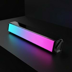 Mikado MD-S605 2x2 Aux Bağlantılı 5Wx2CH RGB Ledli Oyuncu Siyah USB Sound Bar Speaker Hoparlör