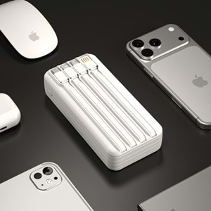 S-link IP-G220 20000mAh PD20W+QC3.0 Dahili Kablolu Beyaz LCD Taşınabilir Pil Şarj Cihazı Powerbank