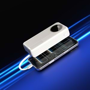 S-link IP-G220 20000mAh PD20W+QC3.0 Dahili Kablolu Beyaz LCD Taşınabilir Pil Şarj Cihazı Powerbank