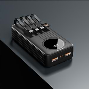 S-link IP-G220 20000mAh PD20W+QC3.0 Dahili Kablolu Siyah LCD Taşınabilir Pil Şarj Cihazı Powerbank