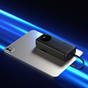 S-link IP-G220 20000mAh PD20W+QC3.0 Dahili Kablolu Siyah LCD Taşınabilir Pil Şarj Cihazı Powerbank