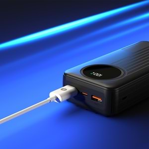 S-link IP-G220 20000mAh PD20W+QC3.0 Dahili Kablolu Siyah LCD Taşınabilir Pil Şarj Cihazı Powerbank