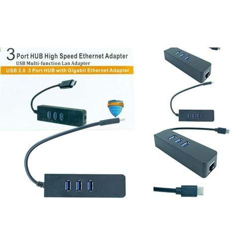 Bawerlink BW-2043 Type-c Hub With Gigabite Plastic (USB 3.00*1+usb) Ethernet Adapter Class
