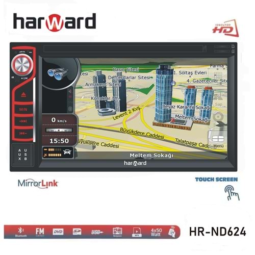 Harward HR-ND624 6,2 İnç Double Bt/Dvd/Sd/Usb/Fm GPS Oto Teyp (kamera hediyeli)