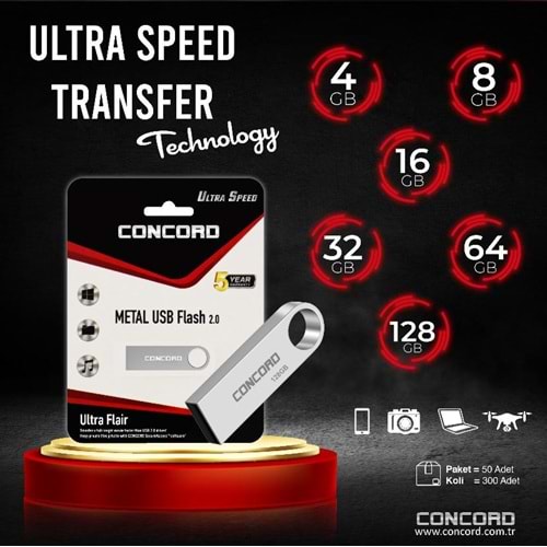 Concord C-U32 32 GB Usb 2.0 Metal Ultra Flair Flash Bellek