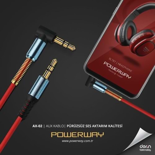 Powerway AX02 Aux Yatlı 1mt L Tipi Kablo