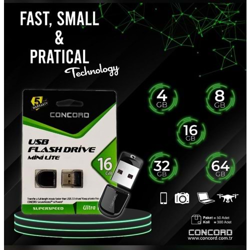 Concord C-UML4 4 GB Usb 2.0 Mini Lite Flash Bellek