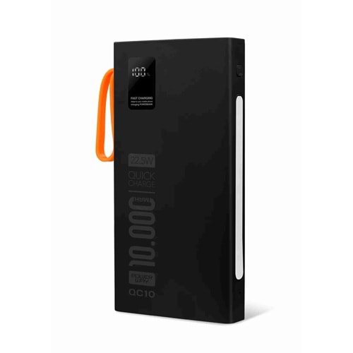 Powerway QC10 10.000 Mah Pd 22.5W Dahili Kablolu Hızlı Şarj Led Fener Gerçek 10.000 Mah Powerbank
