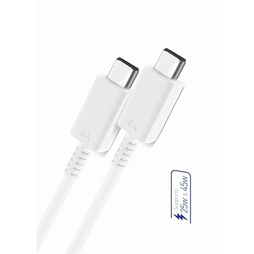 Powerway S5 45 Watt Hızlı Şarj Destekli 5A İki Ucu Type-C Şarj ve Veri Aktarma Kablosu