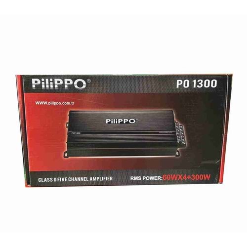 Pilippo PO-1300 D Class 4X60 X 300W Watt 5Ch Yeni Seri Oto Anfi