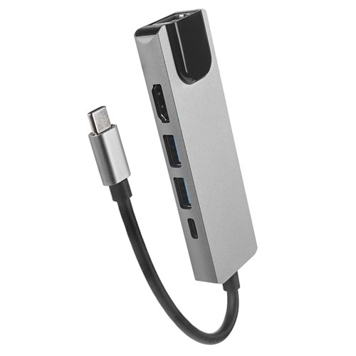 Bawerlink BW-2031 4K@30Hz Gri Metal 2xUSB 3.0 1xHDMI 1xPD 10/100 Type-C Adaptör