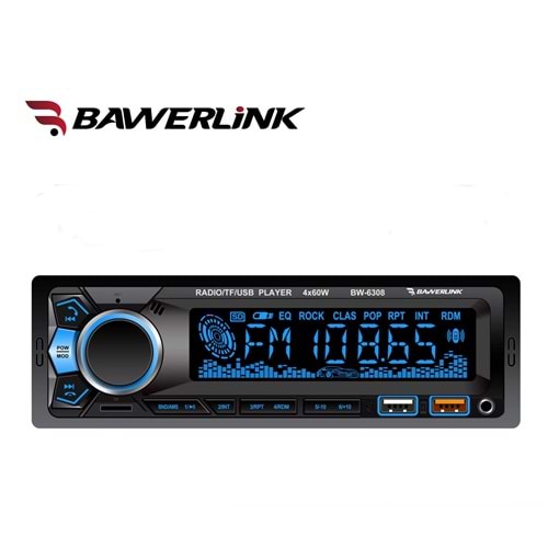 Bawerlink BW-6308 4x50 Watt Çift USB/SD/FM Bluetooth Oto Teyp