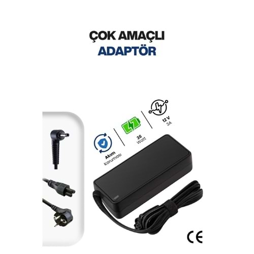 Sprange SR-L31 12V 3A Led Modem Adaptör 60W 12V 3A 5.5*2.5 TFT Adaptör