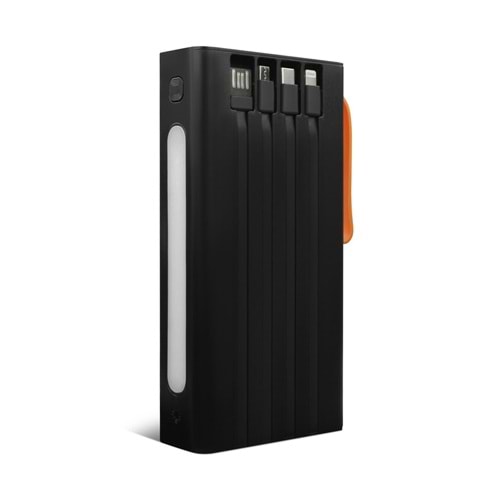 Powerway QC30S 30.000 Mah PD 22.5W Dahili Kablolu Hızlı Şarj Led Işıklı Powerbank Beyaz