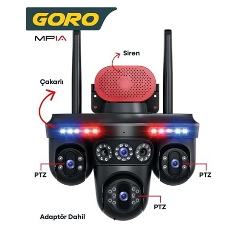 Mpıa GORO 16 MP 4 Lens 3*PTZ Wi-Fi Güvenlik Kamerası