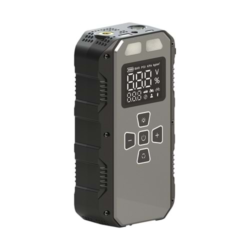 S-Link AKT2027 Koyu Gri 8000mAh 150 Psi 4 in1 Powerbank+ LED IşıkLastik Sisirme Ve Akü Takviye cihazı