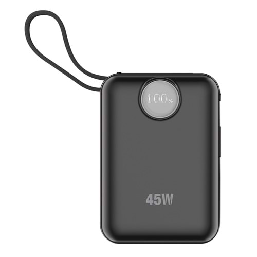 S-link G450 20000mAh PD45W+QC3.0 Dahili Kablolu Siyah LCD Taşınabilir Pil Şarj Cihazı Powerbank
