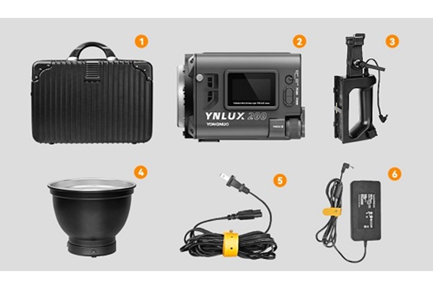 Yongnuo YNLUX200 2700-6500K 200W COB Led Işık-Gri Kasa (Kit Versiyon)