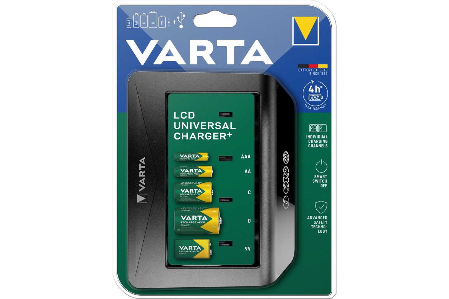 Varta LCD Universal Şarj Cihazı AA,AAA,9V,C,D Uyumlu