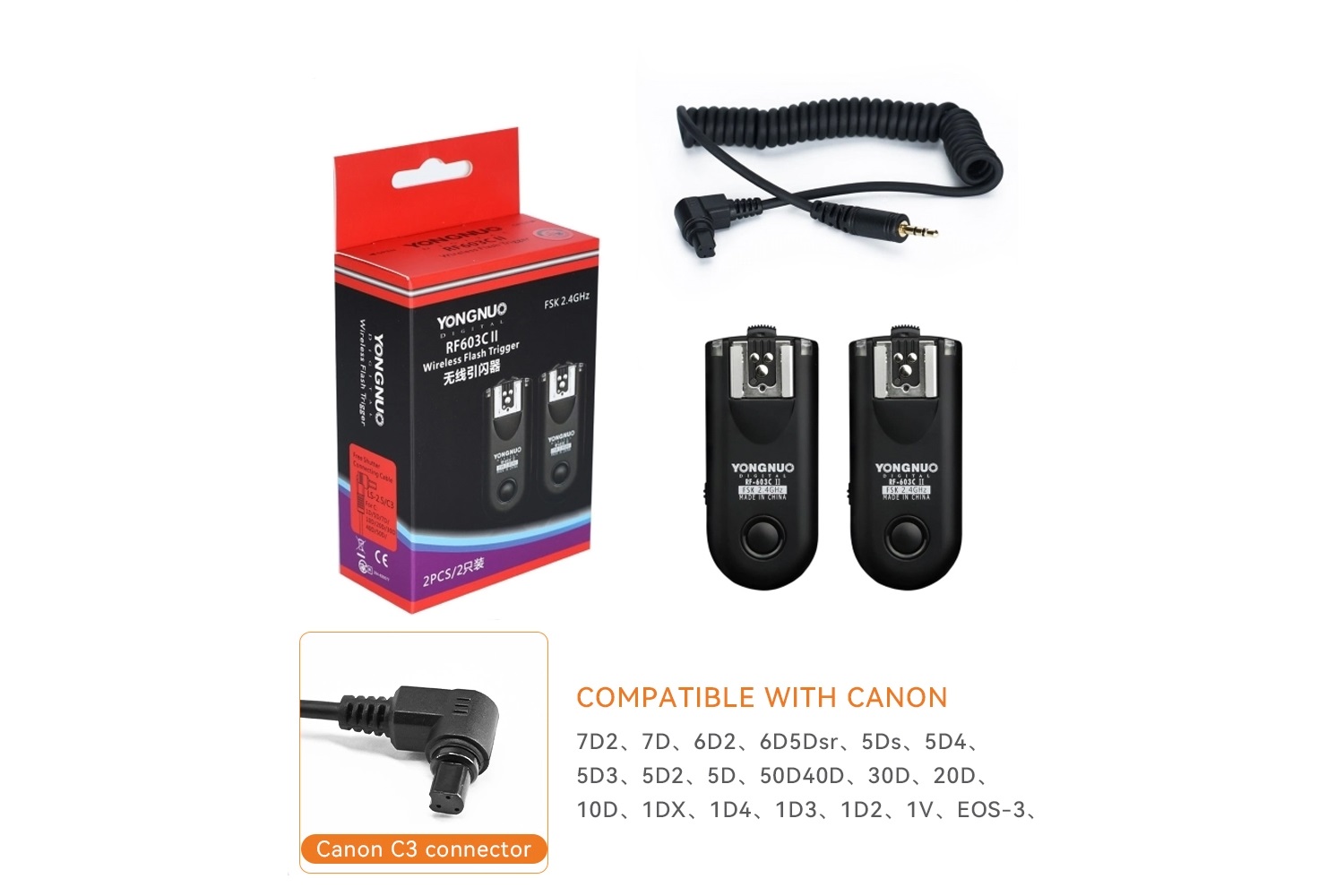 Yongnuo RF603C II C3 Canon Uyumlu 1+1 Flaş Tetikleyici