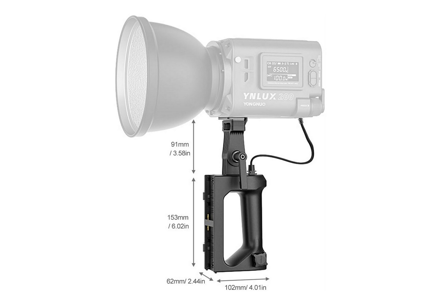 Yongnuo 2-NPF Batarya Handle YNLUX200 Led Işık Uyumlu - Siyah