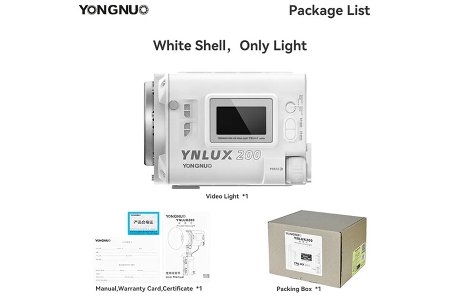 Yongnuo YNLUX200 5600K 200W Led Işık (Beyaz) - monolight