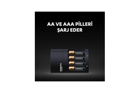 Duracell Cef14 4 Saat Pil Şarj Cihazı, 1 adet + 2'şer adet Şarj Edilebilir AA ve AAA Pil